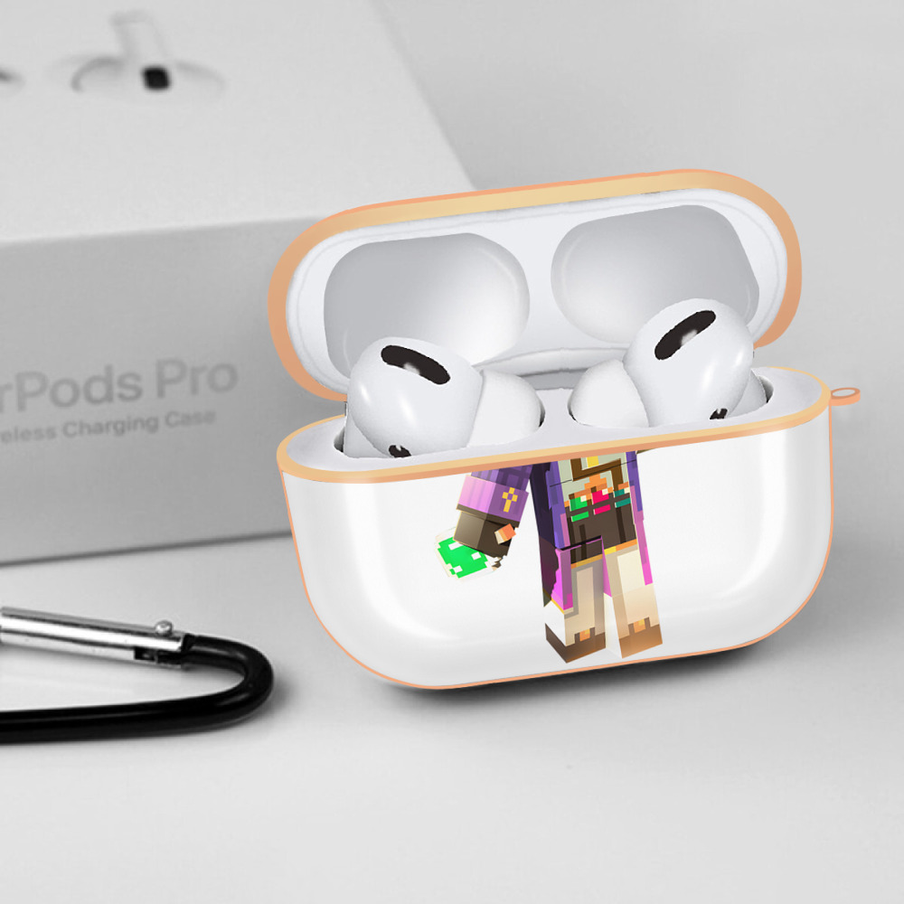 マインクラフト ブロックの世界 Minecraft MC Block world 【AirPods Pro用】ハードシェル保護ケース｜耐衝撃・防指紋・カラビナ付き商品仕様