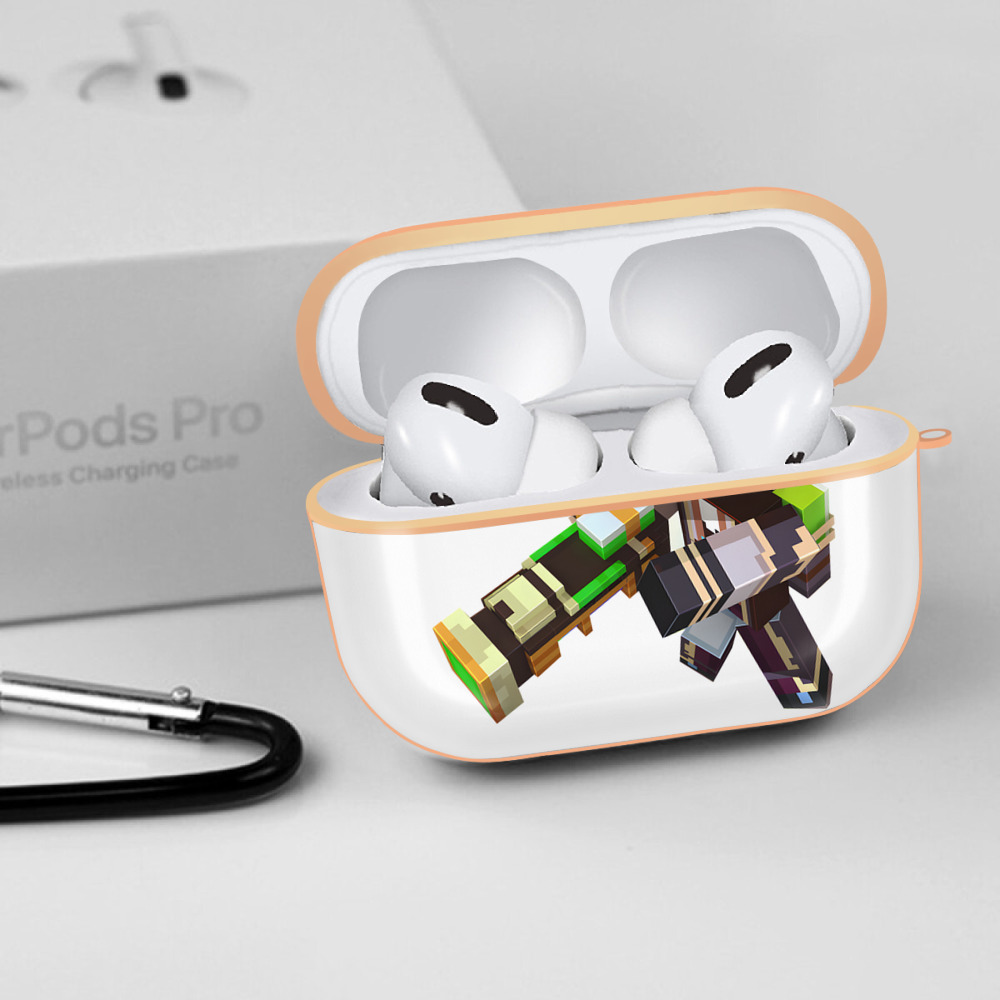マインクラフト ブロックの世界 Minecraft MC Block world 【AirPods Pro用】ハードシェル保護ケース｜耐衝撃・防指紋・カラビナ付き商品仕様