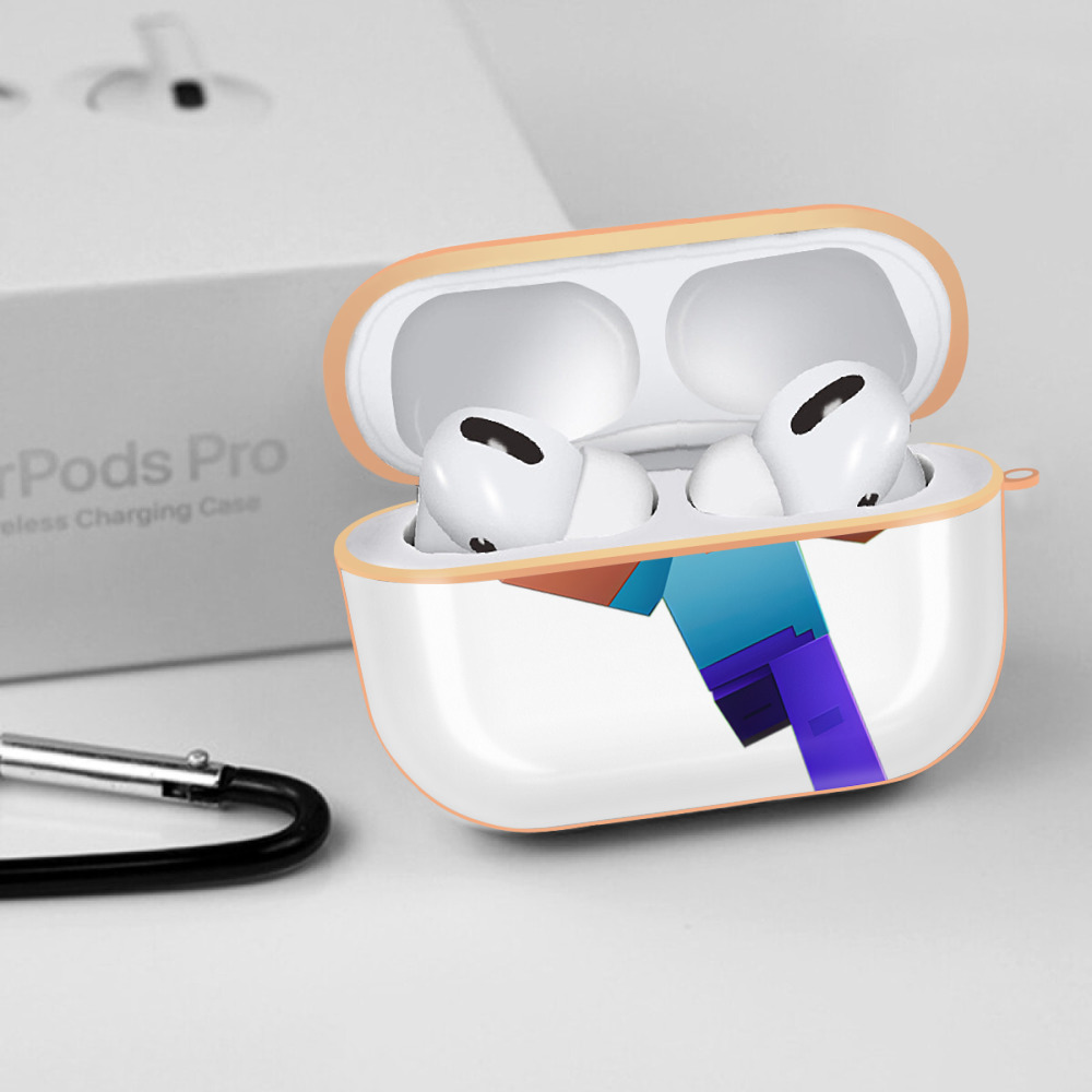 マインクラフト ブロックの世界 Minecraft MC Block world 【AirPods Pro用】ハードシェル保護ケース｜耐衝撃・防指紋・カラビナ付き商品仕様