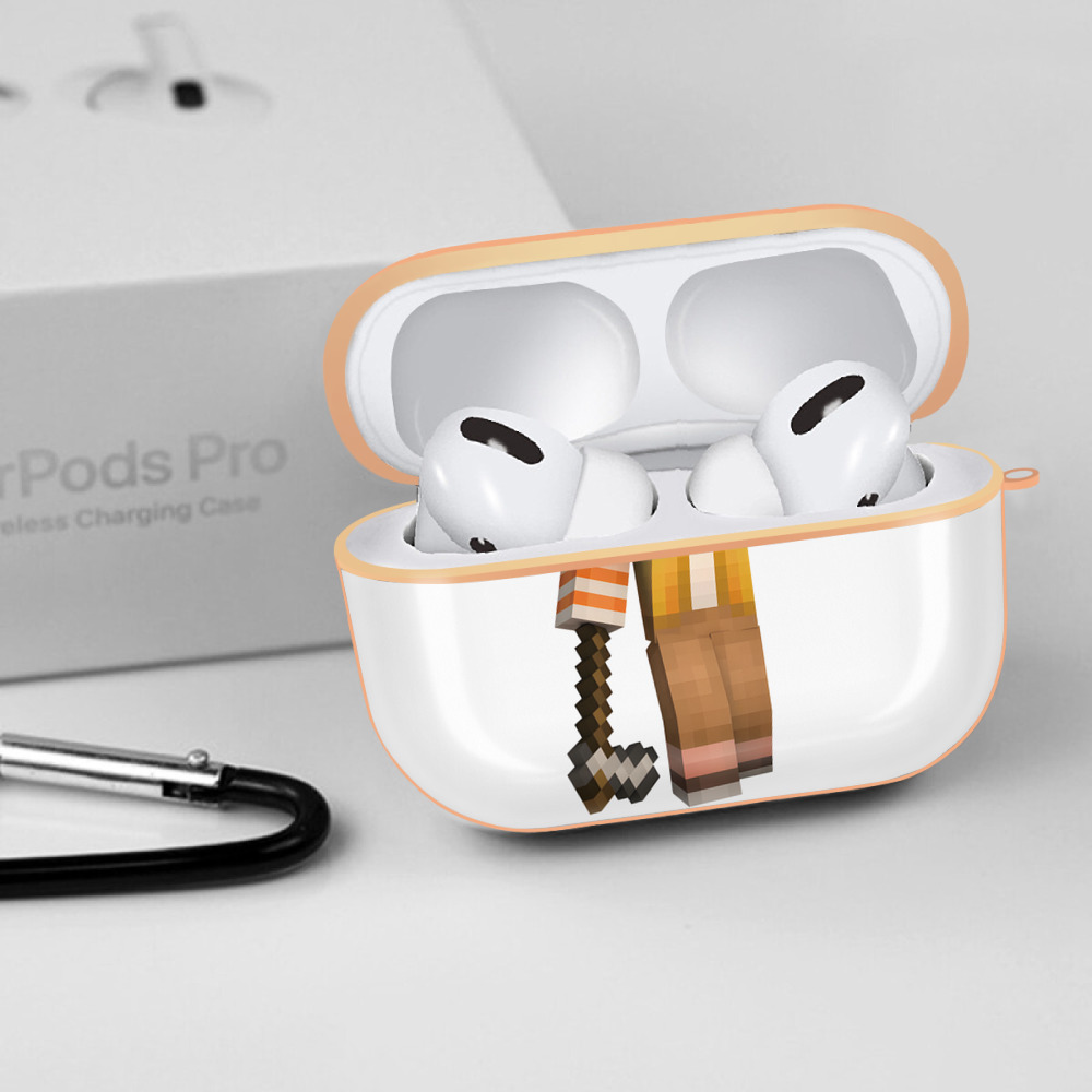 マインクラフト ブロックの世界 Minecraft MC Block world 【AirPods Pro用】ハードシェル保護ケース｜耐衝撃・防指紋・カラビナ付き商品仕様