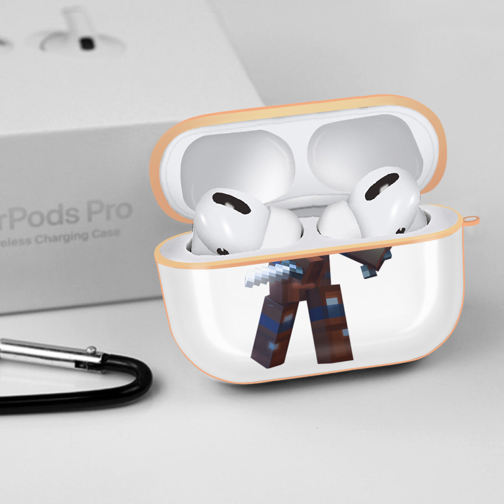 マインクラフト ブロックの世界 Minecraft MC Block world 【AirPods Pro用】ハードシェル保護ケース｜耐衝撃・防指紋・カラビナ付き商品仕様