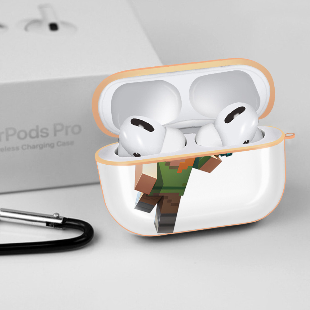 マインクラフト ブロックの世界 Minecraft MC Block world 【AirPods Pro用】ハードシェル保護ケース｜耐衝撃・防指紋・カラビナ付き商品仕様