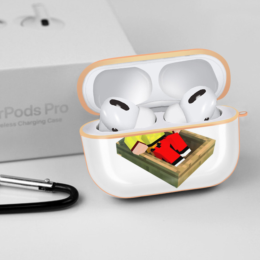 マインクラフト ブロックの世界 Minecraft MC Block world 【AirPods Pro用】ハードシェル保護ケース｜耐衝撃・防指紋・カラビナ付き商品仕様