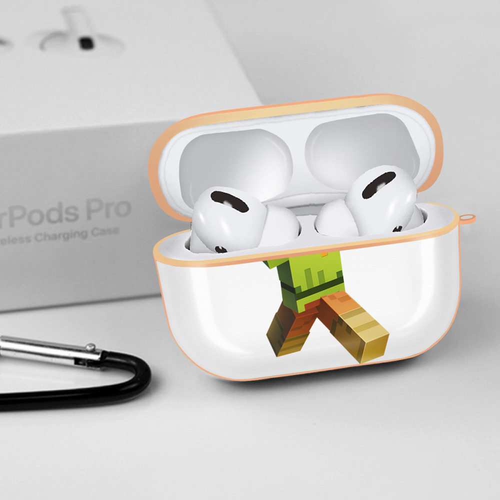 マインクラフト ブロックの世界 Minecraft MC Block world 【AirPods Pro用】ハードシェル保護ケース｜耐衝撃・防指紋・カラビナ付き商品仕様