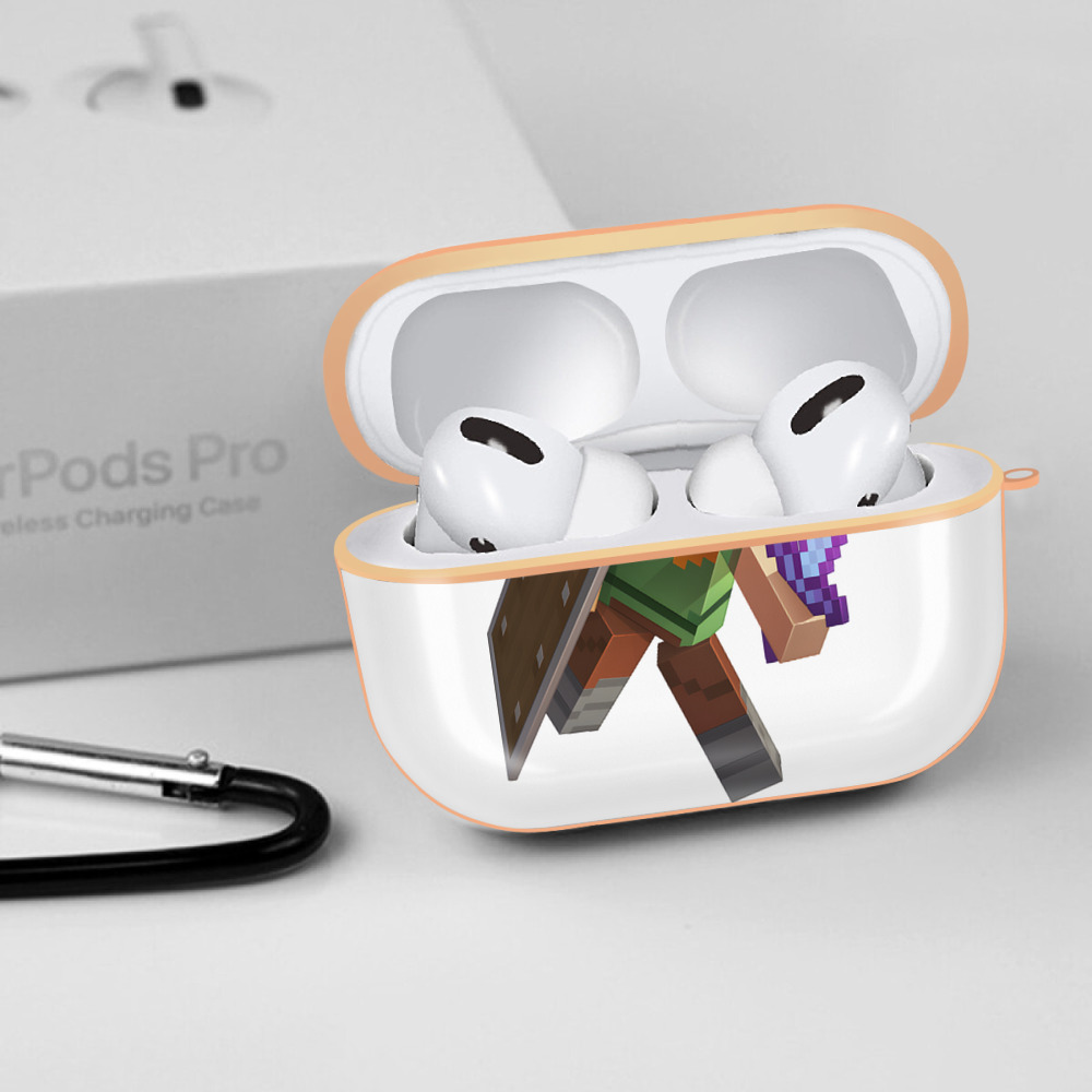 マインクラフト ブロックの世界 Minecraft MC Block world 【AirPods Pro用】ハードシェル保護ケース｜耐衝撃・防指紋・カラビナ付き商品仕様