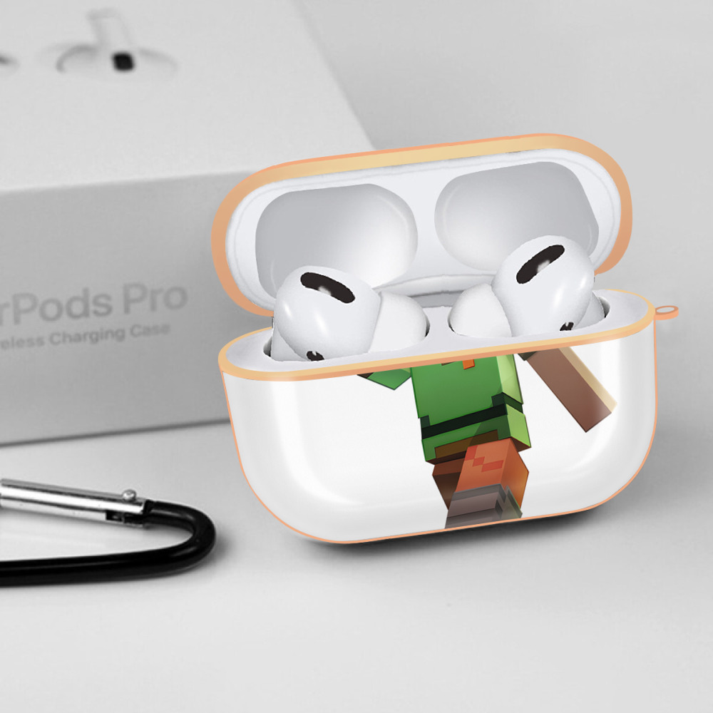 マインクラフト ブロックの世界 Minecraft MC Block world 【AirPods Pro用】ハードシェル保護ケース｜耐衝撃・防指紋・カラビナ付き商品仕様
