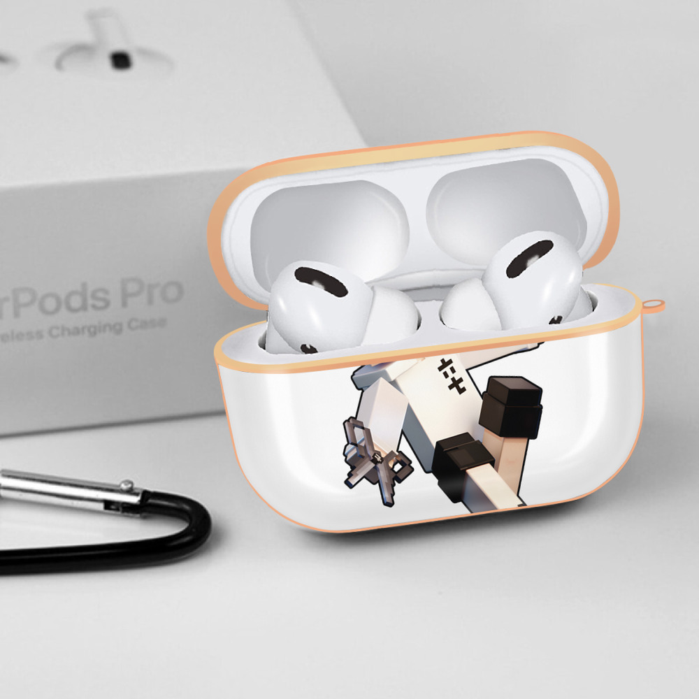 マインクラフト ブロックの世界 Minecraft MC Block world 【AirPods Pro用】ハードシェル保護ケース｜耐衝撃・防指紋・カラビナ付き商品仕様