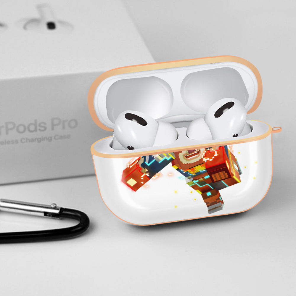 マインクラフト ブロックの世界 Minecraft MC Block world 【AirPods Pro用】ハードシェル保護ケース｜耐衝撃・防指紋・カラビナ付き商品仕様