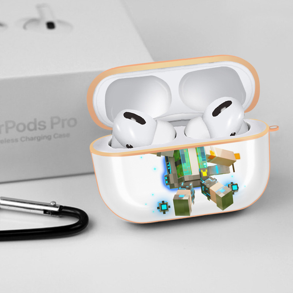 マインクラフト ブロックの世界 Minecraft MC Block world 【AirPods Pro用】ハードシェル保護ケース｜耐衝撃・防指紋・カラビナ付き商品仕様