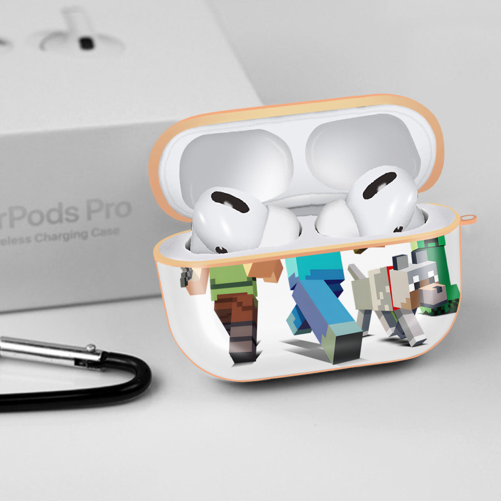 マインクラフト ブロックの世界 Minecraft MC Block world 【AirPods Pro用】ハードシェル保護ケース｜耐衝撃・防指紋・カラビナ付き商品仕様