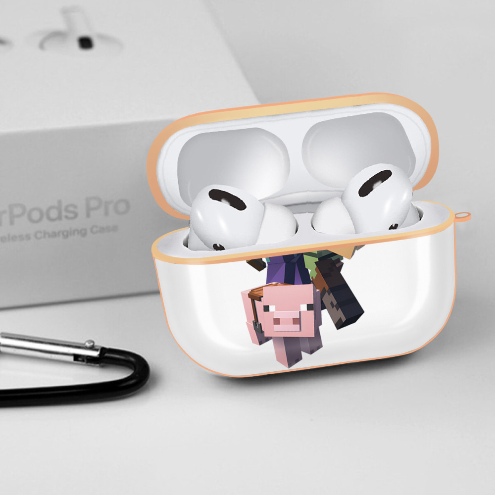 マインクラフト ブロックの世界 Minecraft MC Block world 【AirPods Pro用】ハードシェル保護ケース｜耐衝撃・防指紋・カラビナ付き商品仕様