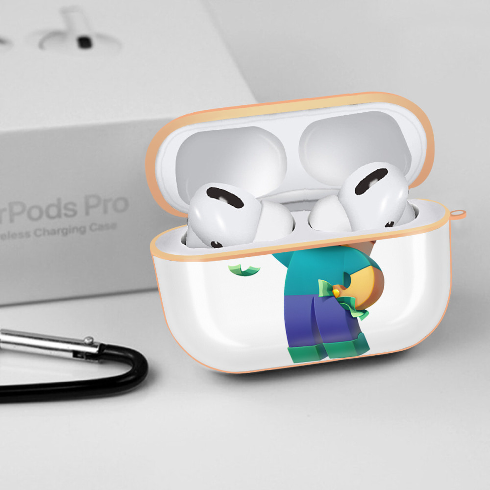 マインクラフト ブロックの世界 Minecraft MC Block world 【AirPods Pro用】ハードシェル保護ケース｜耐衝撃・防指紋・カラビナ付き商品仕様