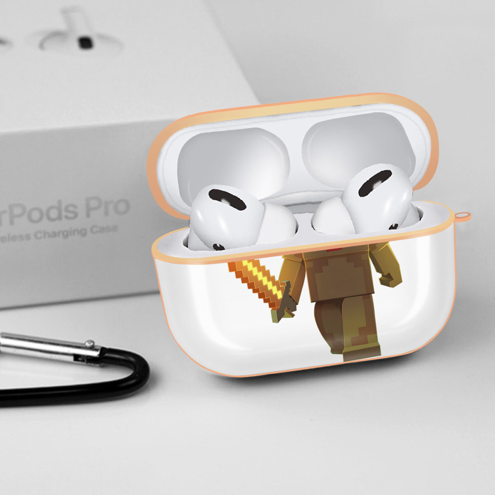 マインクラフト ブロックの世界 Minecraft MC Block world 【AirPods Pro用】ハードシェル保護ケース｜耐衝撃・防指紋・カラビナ付き商品仕様