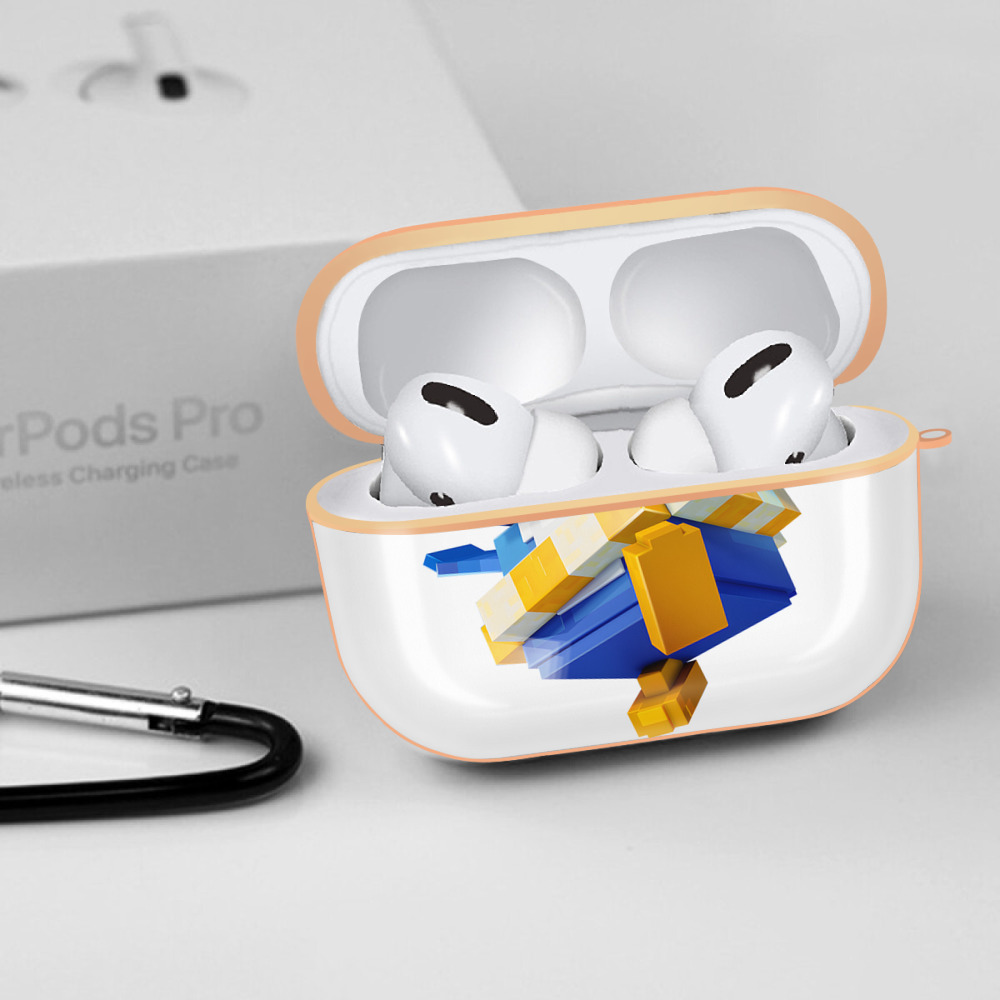 マインクラフト ブロックの世界 Minecraft MC Block world 【AirPods Pro用】ハードシェル保護ケース｜耐衝撃・防指紋・カラビナ付き商品仕様