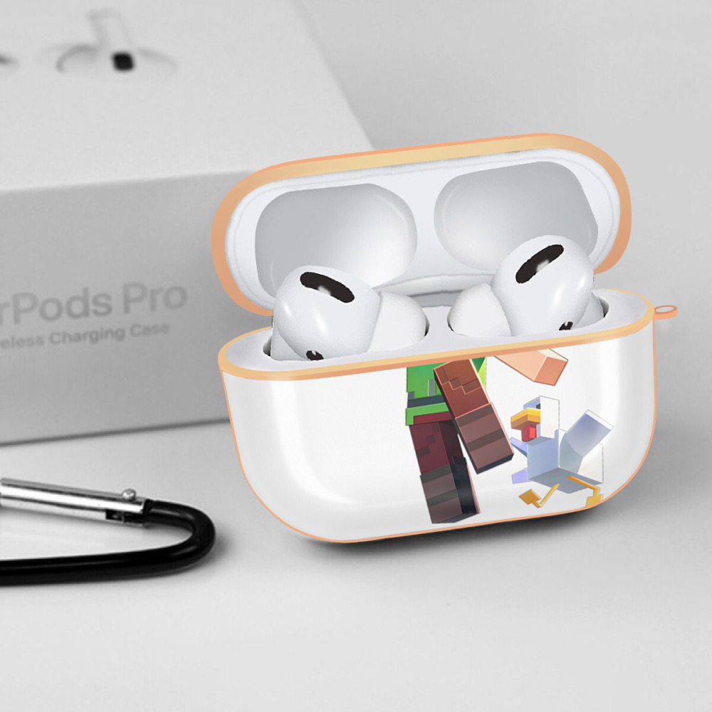 マインクラフト ブロックの世界 Minecraft MC Block world 【AirPods Pro用】ハードシェル保護ケース｜耐衝撃・防指紋・カラビナ付き商品仕様