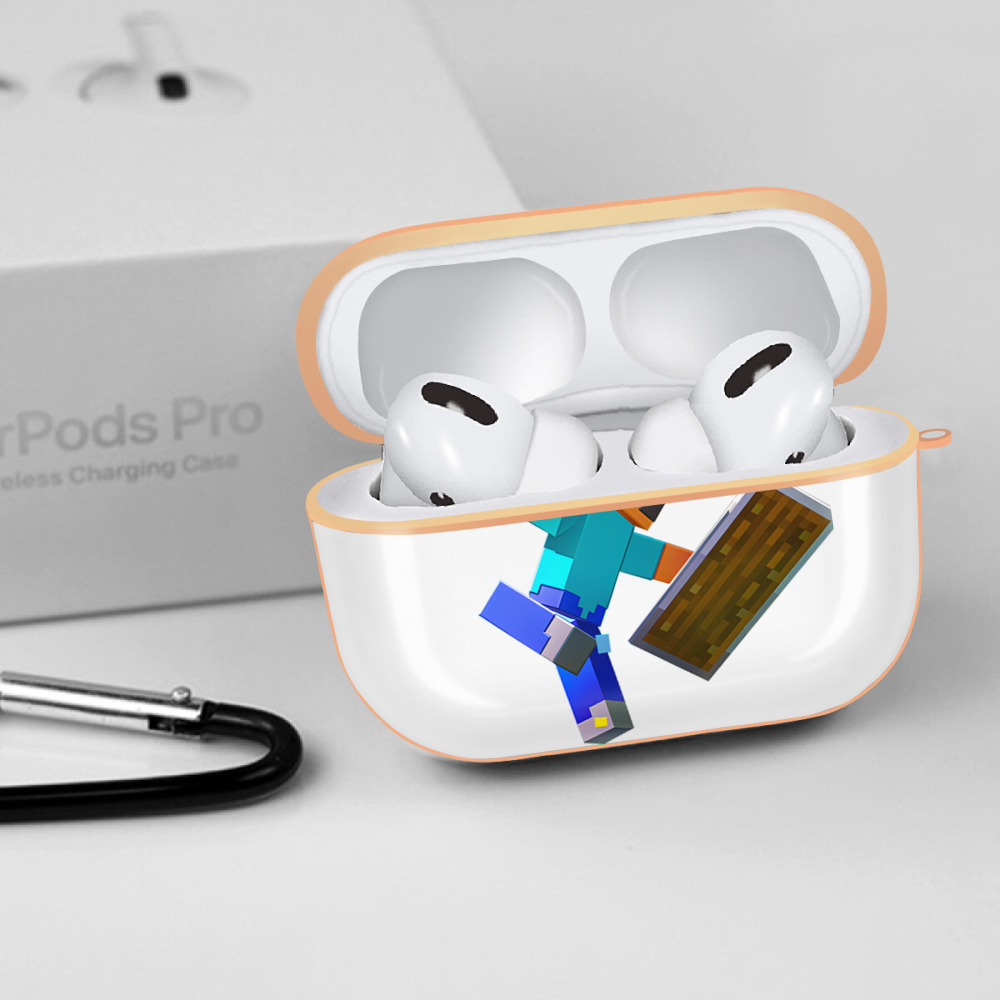 マインクラフト ブロックの世界 Minecraft MC Block world 【AirPods Pro用】ハードシェル保護ケース｜耐衝撃・防指紋・カラビナ付き商品仕様