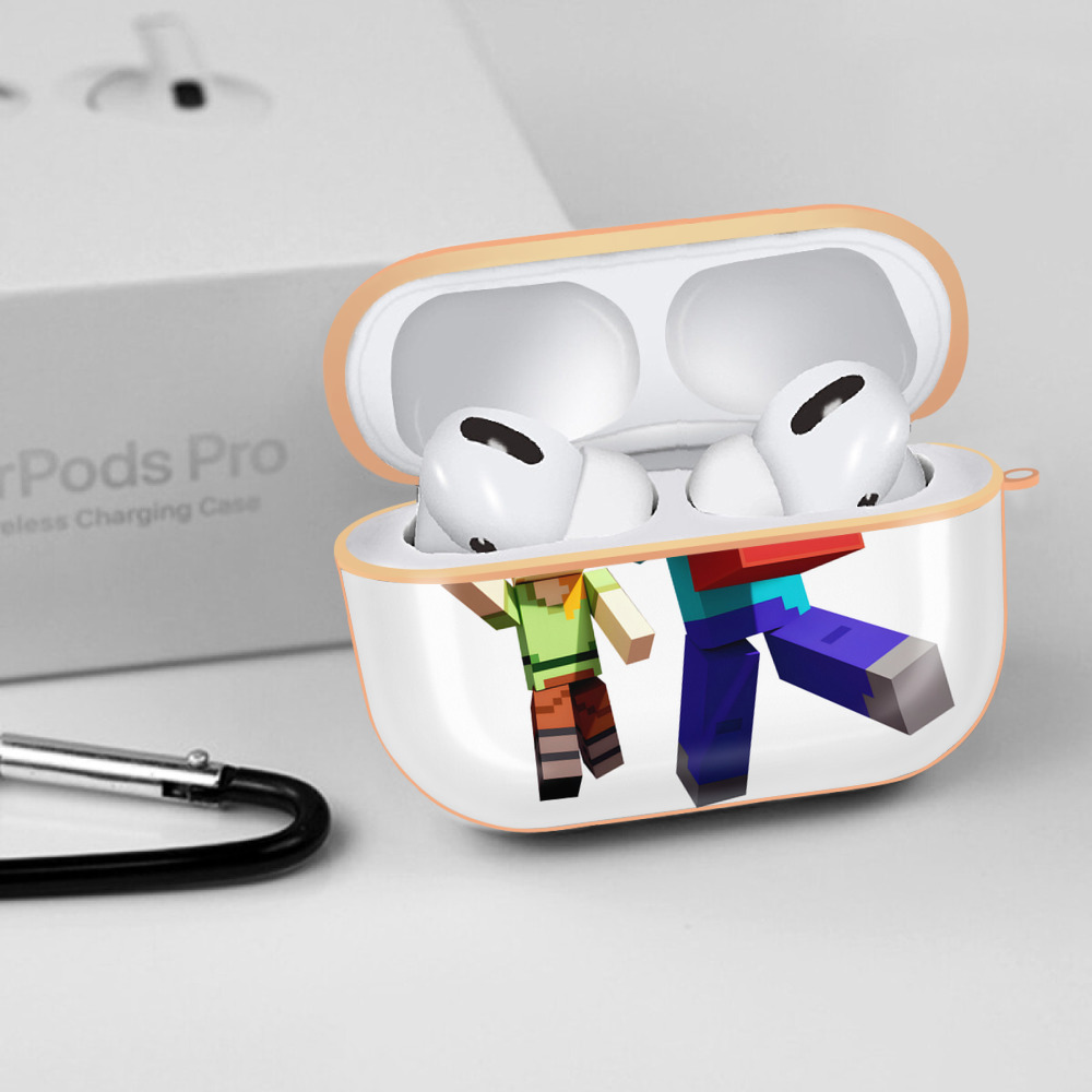 マインクラフト ブロックの世界 Minecraft MC Block world 【AirPods Pro用】ハードシェル保護ケース｜耐衝撃・防指紋・カラビナ付き商品仕様