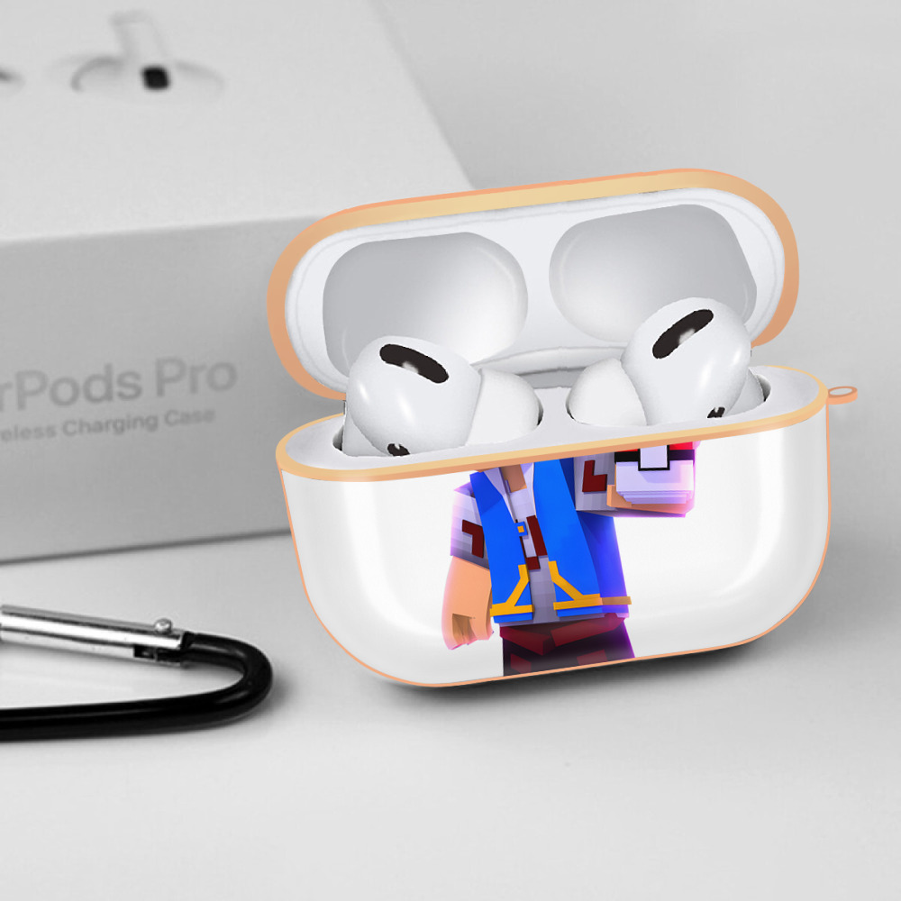 マインクラフト ブロックの世界 Minecraft MC Block world 【AirPods Pro用】ハードシェル保護ケース｜耐衝撃・防指紋・カラビナ付き商品仕様