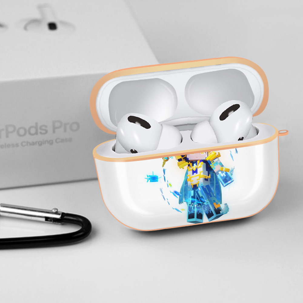 マインクラフト ブロックの世界 Minecraft MC Block world 【AirPods Pro用】ハードシェル保護ケース｜耐衝撃・防指紋・カラビナ付き商品仕様