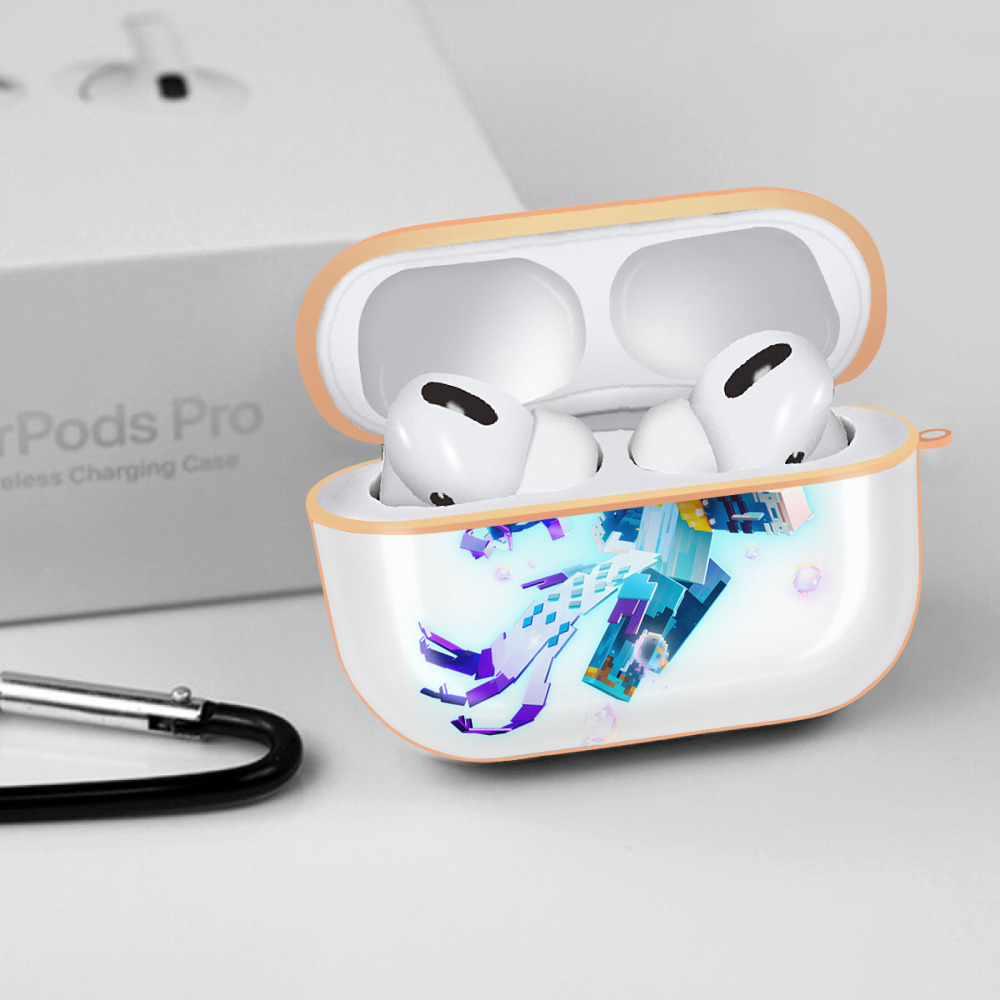 マインクラフト ブロックの世界 Minecraft MC Block world 【AirPods Pro用】ハードシェル保護ケース｜耐衝撃・防指紋・カラビナ付き商品仕様