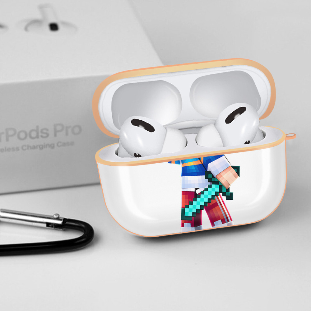 マインクラフト ブロックの世界 Minecraft MC Block world 【AirPods Pro用】ハードシェル保護ケース｜耐衝撃・防指紋・カラビナ付き商品仕様