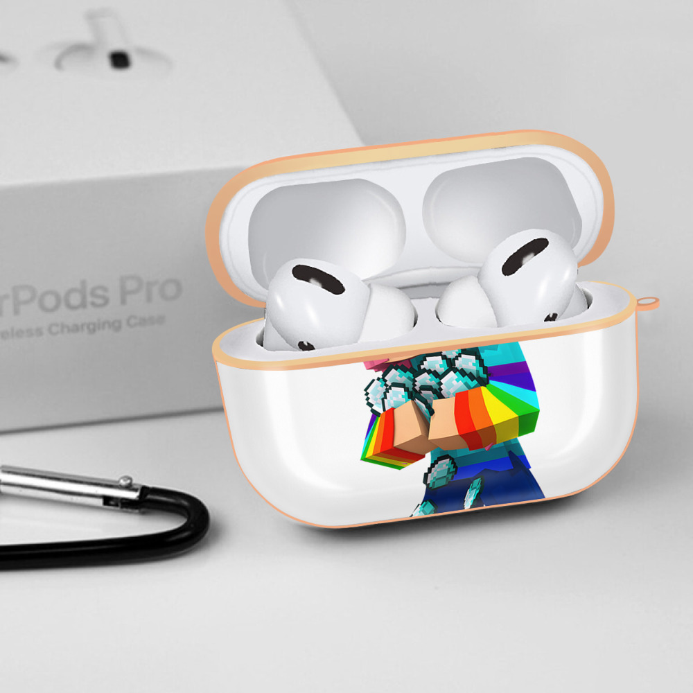 マインクラフト ブロックの世界 Minecraft MC Block world 【AirPods Pro用】ハードシェル保護ケース｜耐衝撃・防指紋・カラビナ付き商品仕様