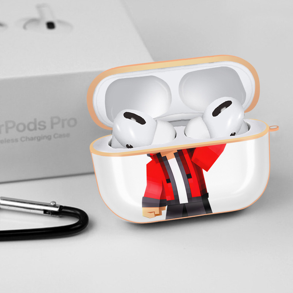 マインクラフト ブロックの世界 Minecraft MC Block world 【AirPods Pro用】ハードシェル保護ケース｜耐衝撃・防指紋・カラビナ付き商品仕様