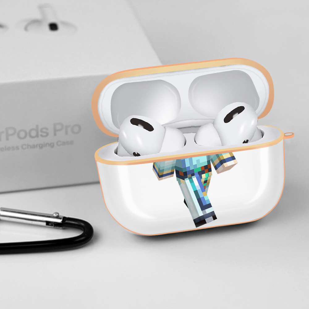 マインクラフト ブロックの世界 Minecraft MC Block world 【AirPods Pro用】ハードシェル保護ケース｜耐衝撃・防指紋・カラビナ付き商品仕様