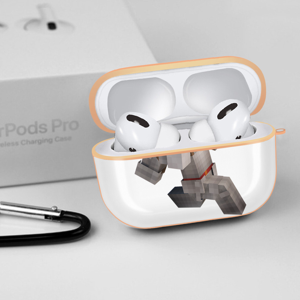 マインクラフト ブロックの世界 Minecraft MC Block world 【AirPods Pro用】ハードシェル保護ケース｜耐衝撃・防指紋・カラビナ付き商品仕様
