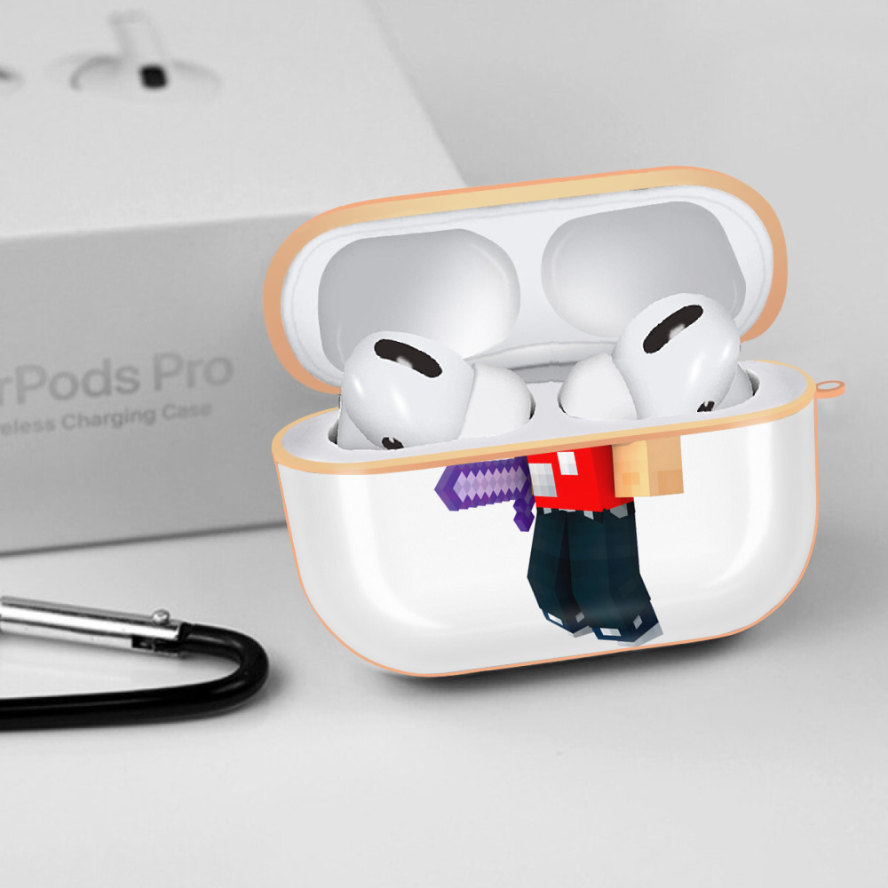 マインクラフト ブロックの世界 Minecraft MC Block world 【AirPods Pro用】ハードシェル保護ケース｜耐衝撃・防指紋・カラビナ付き商品仕様