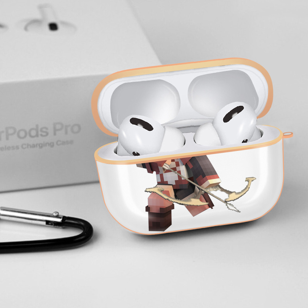 マインクラフト ブロックの世界 Minecraft MC Block world 【AirPods Pro用】ハードシェル保護ケース｜耐衝撃・防指紋・カラビナ付き商品仕様