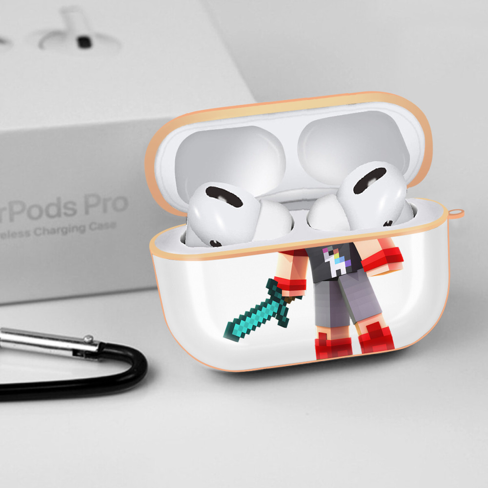 マインクラフト ブロックの世界 Minecraft MC Block world 【AirPods Pro用】ハードシェル保護ケース｜耐衝撃・防指紋・カラビナ付き商品仕様