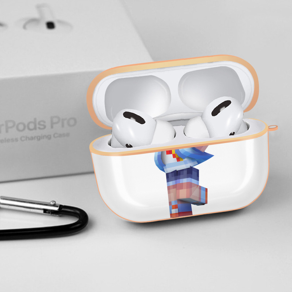 マインクラフト ブロックの世界 Minecraft MC Block world 【AirPods Pro用】ハードシェル保護ケース｜耐衝撃・防指紋・カラビナ付き商品仕様