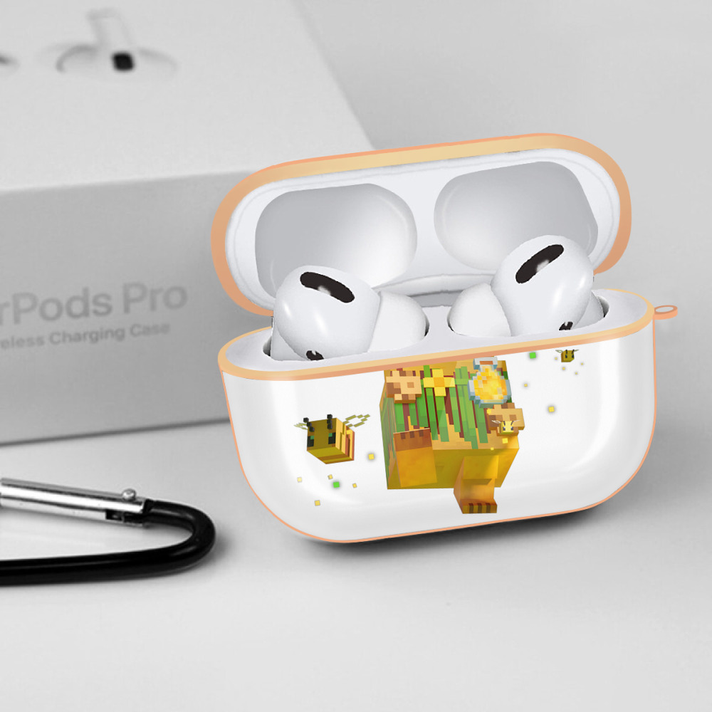 マインクラフト ブロックの世界 Minecraft MC Block world 【AirPods Pro用】ハードシェル保護ケース｜耐衝撃・防指紋・カラビナ付き商品仕様