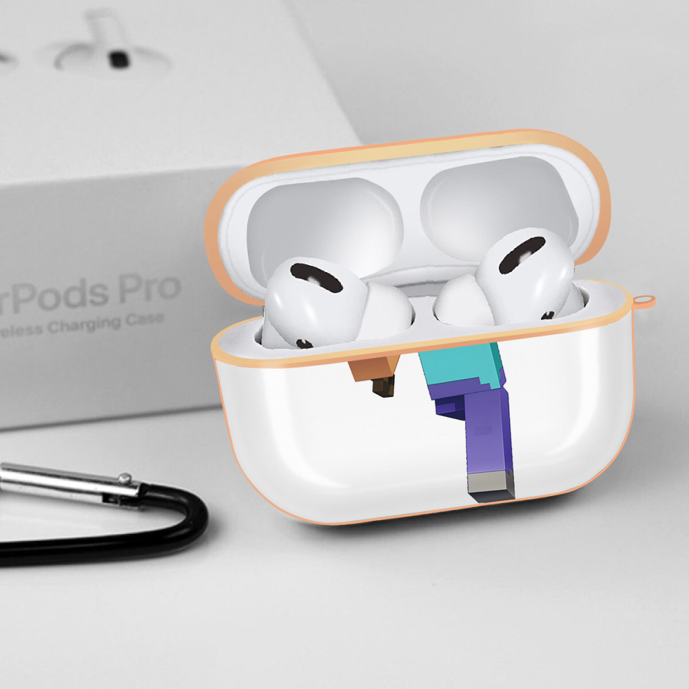 マインクラフト ブロックの世界 Minecraft MC Block world 【AirPods Pro用】ハードシェル保護ケース｜耐衝撃・防指紋・カラビナ付き商品仕様